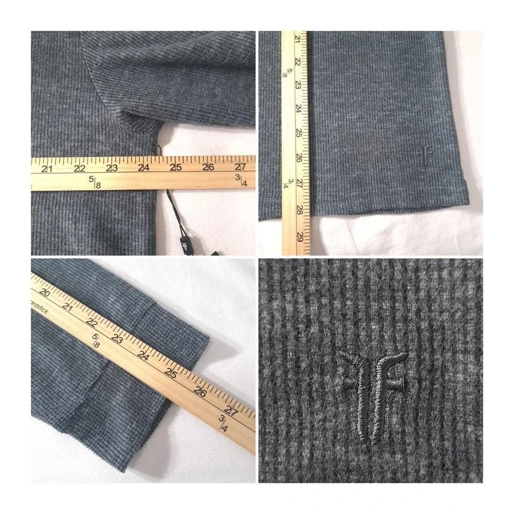 FRYE Men Premium Sleepwear Top Size XL Blue/Gray Waffle Thermal Charcoal Heather